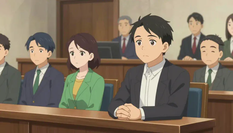 Visual representation of "juror" - A person who is part of a jury in a court that listens to the facts of a case and decides if someone is guilty or not