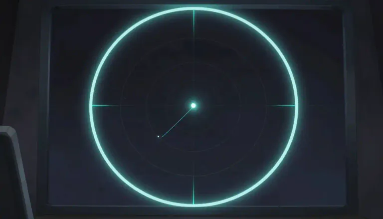 Visual representation of "blip" - A small spot or line on a secreen showing the position of a moving object