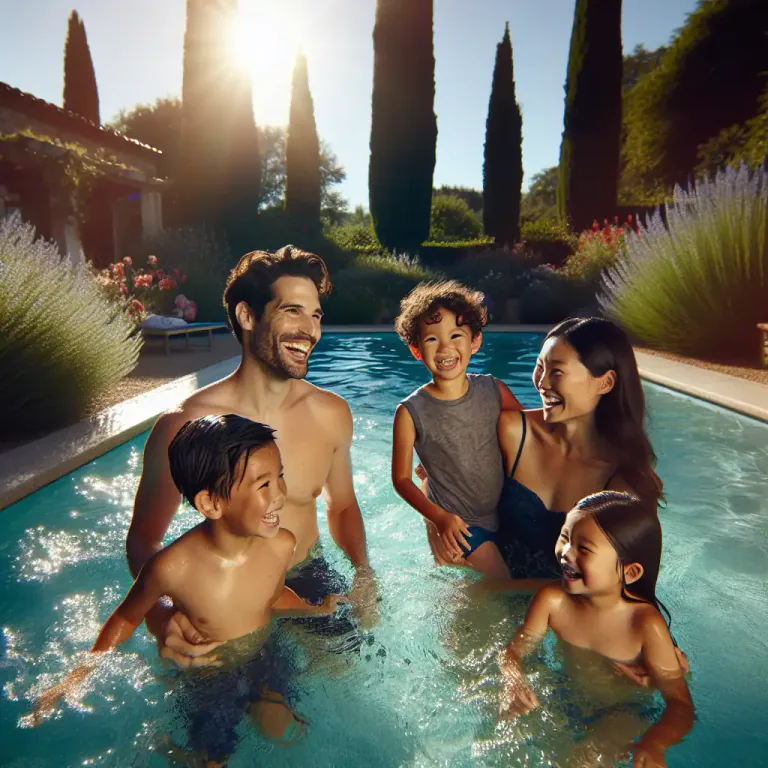 Visual representation of "piscine" - In French, 'piscine' means a swimming pool.