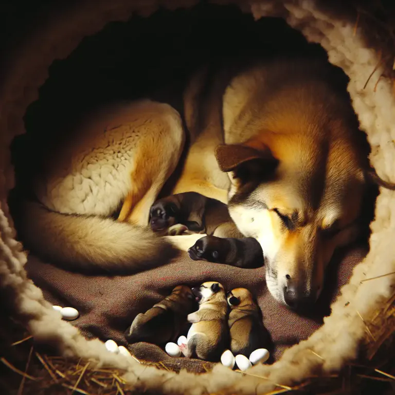 Visual representation of "whelp" - To give birth to (said of dogs, wolves, and other carnivorous mammals).