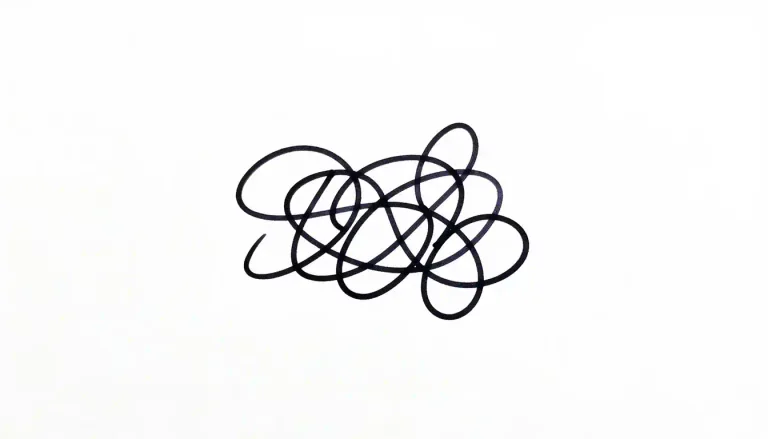 Visual representation of "squiggle" - A short line that curves and loops in a random way