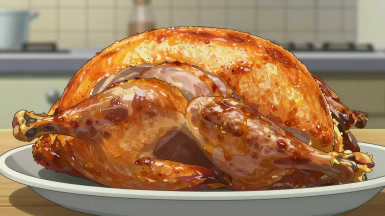Visual representation of "turducken" - A dish consisting of a turkey stuffed with a duck, which is itself stuffed with a chicken.