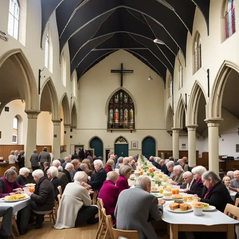 Visual representation of "supper" - A social gathering where a light evening meal is served.