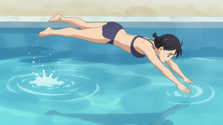 Visual representation of "dive" - to jump into water head first