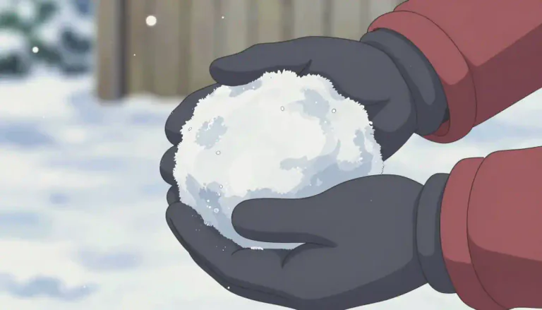 Visual representation of "snowball" - A small, round ball made from snow, usually thrown at others for fun.