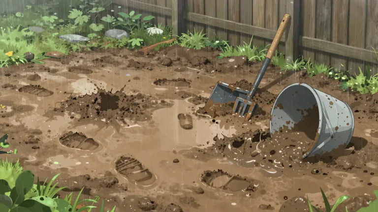 Visual representation of "mucky" - Dirty, messy, or muddy