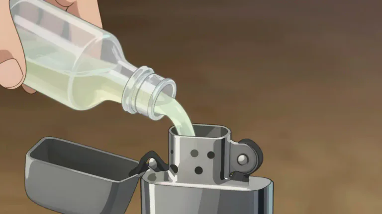Visual representation of "kero" - A type of lighter fuel derived from kerosene that is used in some lighters.