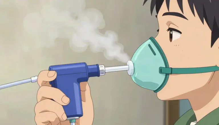 Visual representation of "nebulizer" - A device that creates a fine mist of liquid medicine for inhalation directly into the lungs.