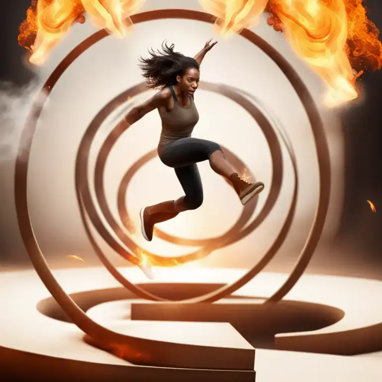 Visual representation of "jump through hoops" - To go through lots of difficult tasks or problems in order to achieve something