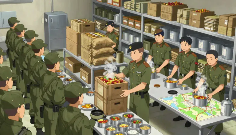 Visual representation of "commissariat" - A department of a military force responsible for providing food and supplies.