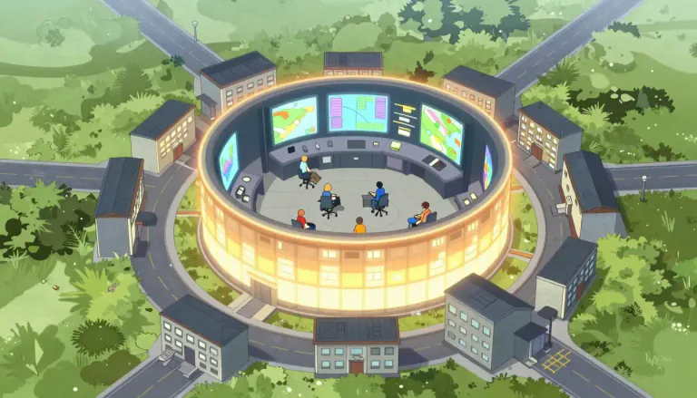 Visual representation of "headquarters" - The main office or center of control in an organization