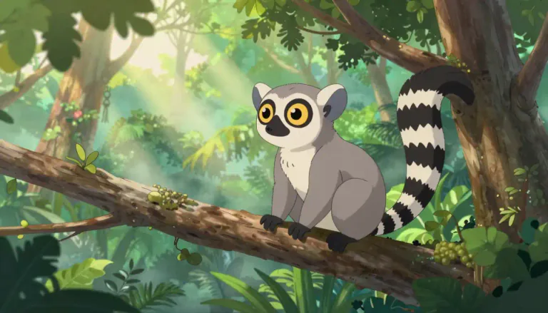 Visual representation of "lemur" - A small type of monkey that lives in trees, usually in Madagascar