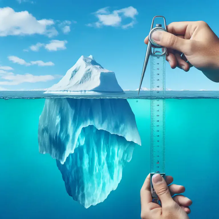 Visual representation of "be out of your depth" - Not have the necessary skills or knowledge to do something