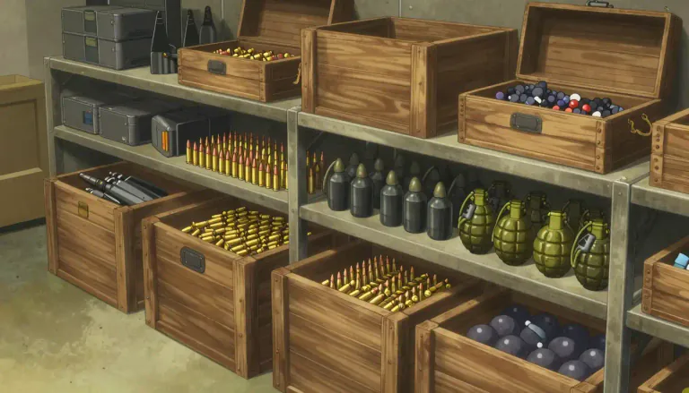 Visual representation of "munition" - Materials that are capable of causing harm or damage, like bullets or bombs.