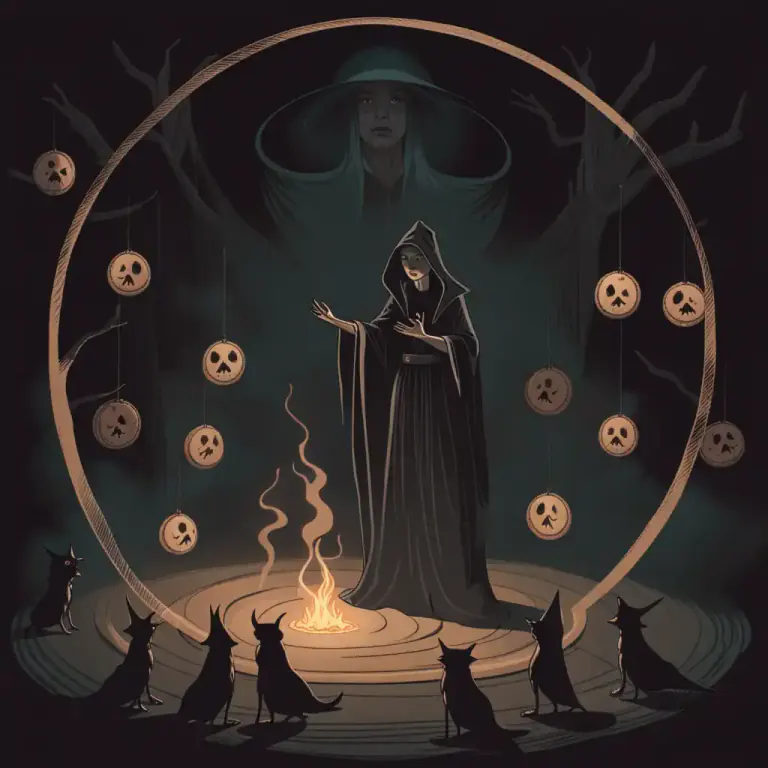 Visual representation of "conjure from" - To call upon or command a spirit or supernatural power by a special ritual.