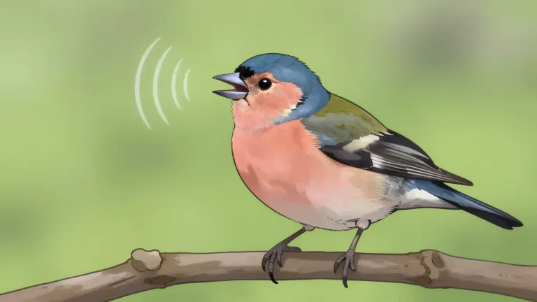 Visual representation of "chaffinch" - A small bird with a blue and grey head, a pink breast, and a loud singing voice.