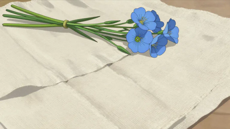 Visual representation of "linen" - A type of fabric made from the fibers of the flax plant.