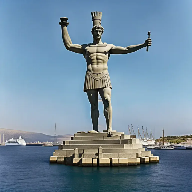 Visual representation of "colossus" - An ancient Greek statue which was very big.