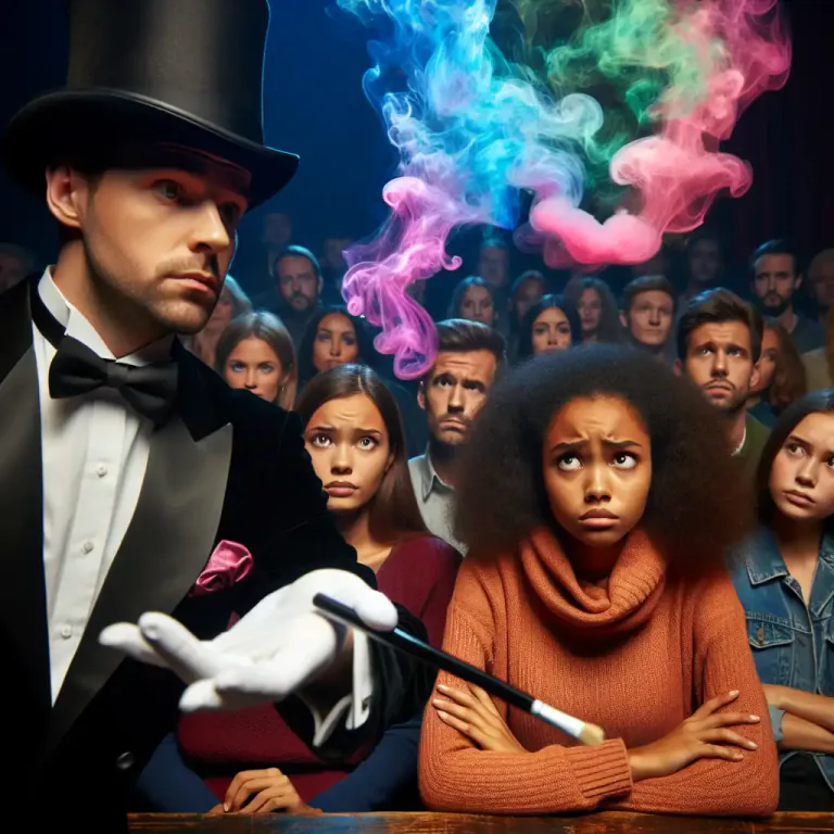 Visual representation of "hocus" - hocus-pocus, a meaningless talk or activity, often designed to draw away attention from and disguise what is actually happening.