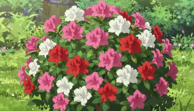 Visual representation of "azalea" - A type of bush or small tree with bright colorful flowers.