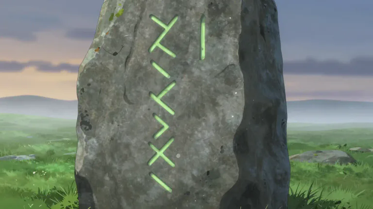 Visual representation of "runic" - Related to or written in runes, an old type of alphabet used by the early Germanic peoples (such as the Norse and the Anglo-Saxons).