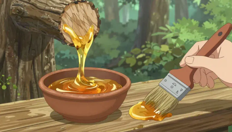 Visual representation of "mastic" - A kind of tree resin used in varnishes and adhesives