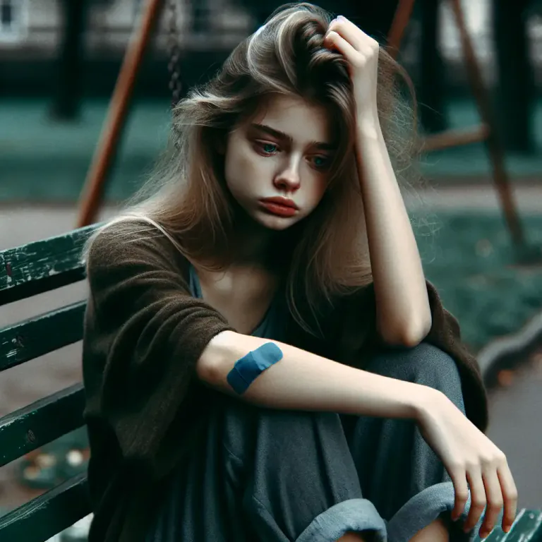 Visual representation of "cutter" - A person who cuts themselves as a form of self-harm