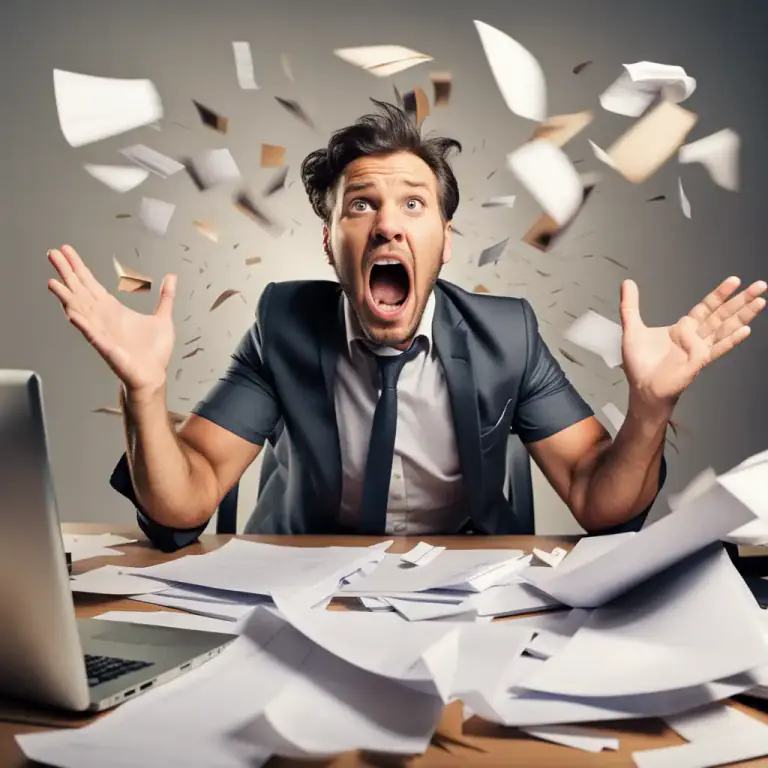 Visual representation of "go postal" - To become extremely angry or lose self-control out of frustration or stress.