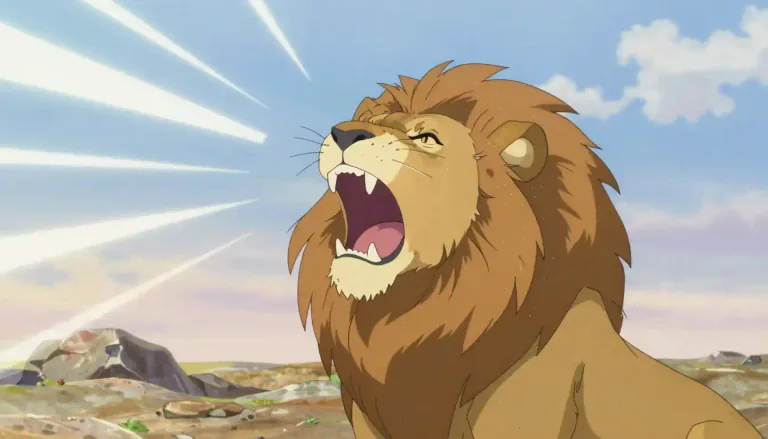 Visual representation of "roar" - Make a loud, deep, animal sound.