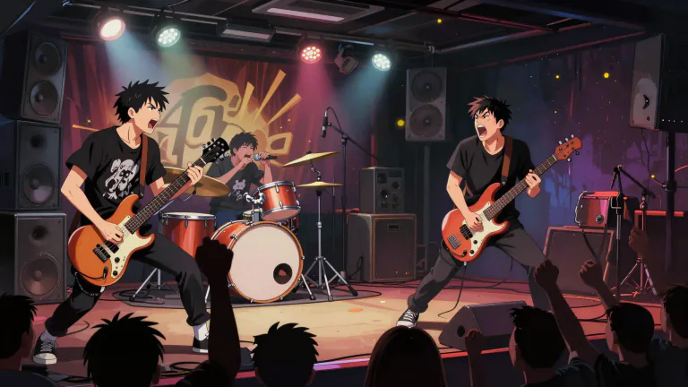 Visual representation of "hardcore" - A type of punk rock music that is raw and intense