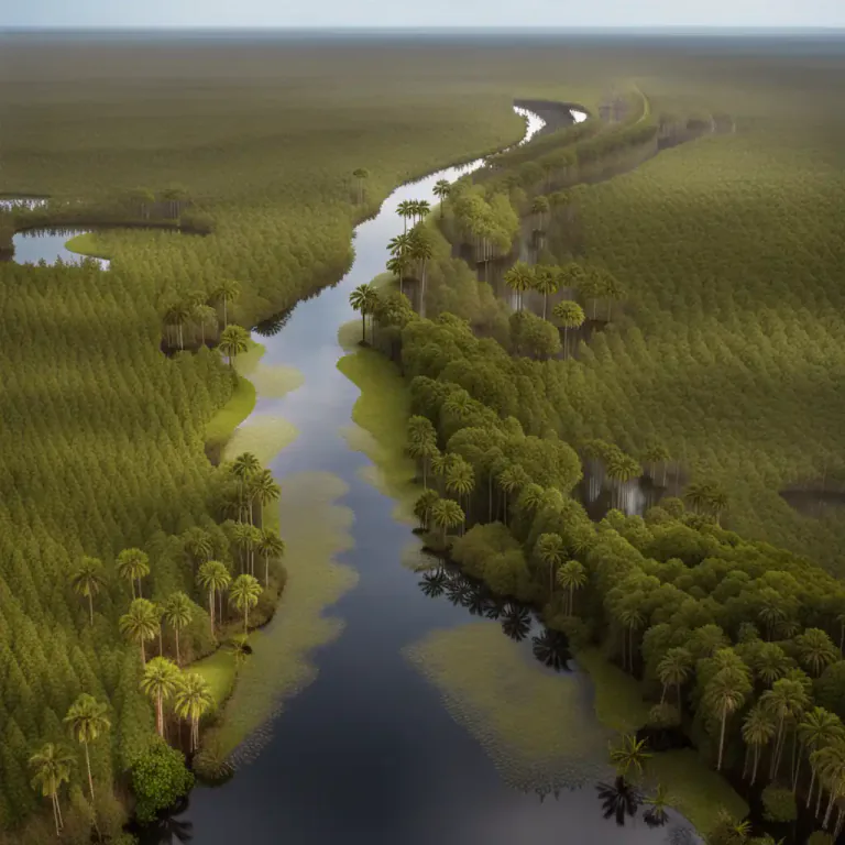 Visual representation of "hammock" - A forested area raised above the surrounding marshes in southern United States