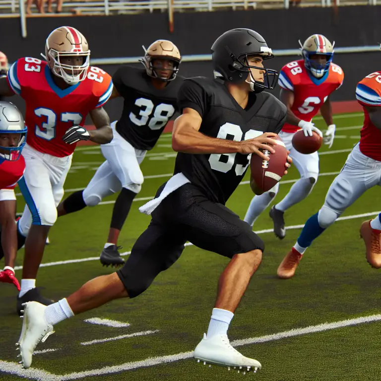Visual representation of "blackbird" - An American football play in which the ball is quickly passed to a player (called an 'eligible receiver') who is outside of the tackle box.