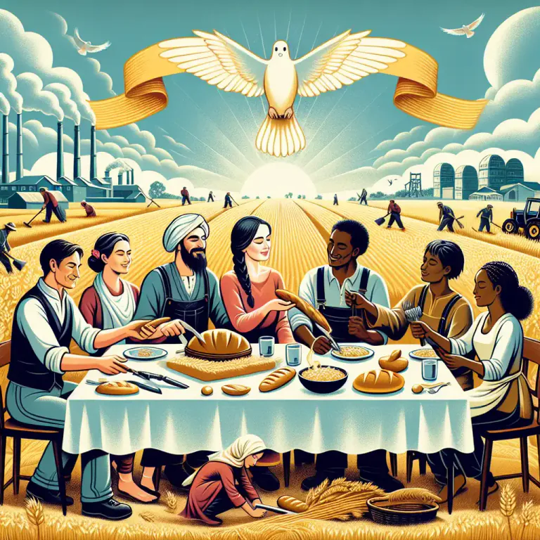 Visual representation of "collectivism" - A political theory where all property is owned by everyone and each person works and is paid according to their needs and abilities.