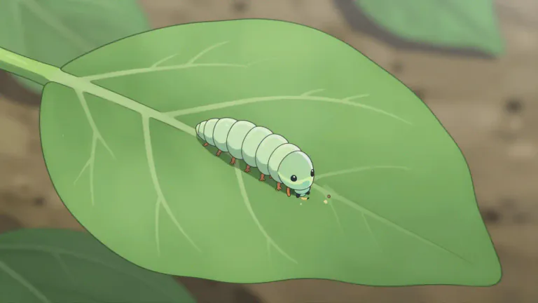 Visual representation of "miner" - A type of insect or worm that burrows and feeds on plants, especially their leaves.