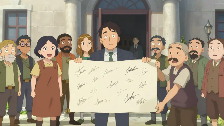 Visual representation of "petition" - A formal written request, often signed by many people, asking for something from a government or other authority
