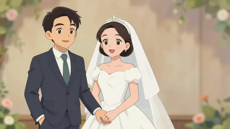 Visual representation of "newlywed" - A person who has recently been married.