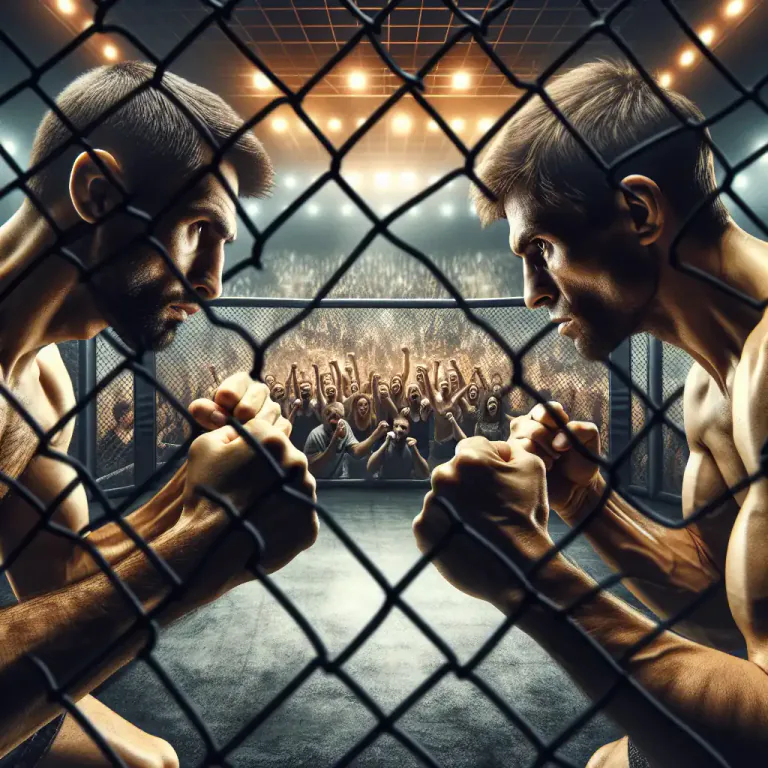 Visual representation of "octagon" - An enclosed area used for mixed martial arts fights.