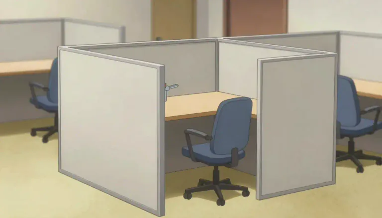 Visual representation of "cubicle" - A small separate area in a room, often separated by a wall or screen, used for work or privacy.