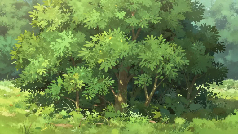 Visual representation of "spinney" - A small area of trees and bushes.