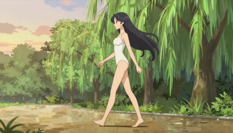 Visual representation of "willowy" - Tall, thin, and moving gracefully