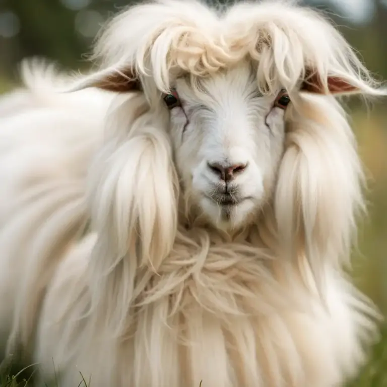 Visual representation of "mohair" - The long, silky hair of the Angora goat.