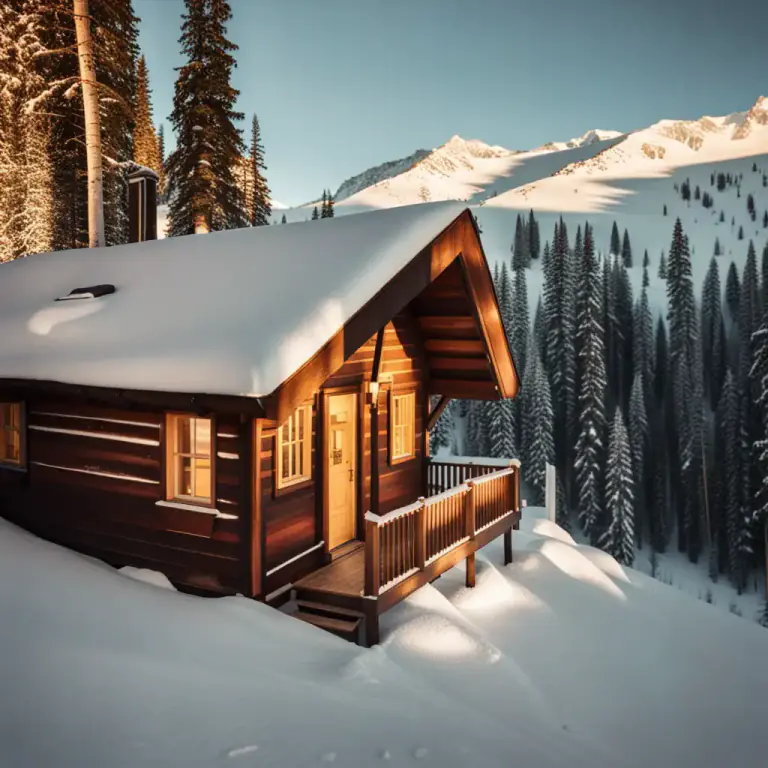 Visual representation of "chalet" - A small wooden cabin at a resort or vacation area.