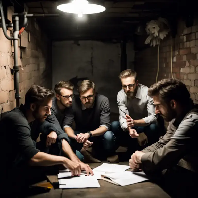 Visual representation of "underground" - A group or movement organized secretly to work against an existing regime