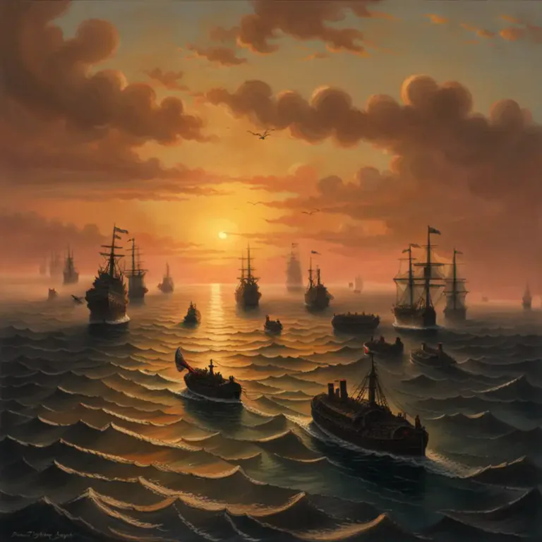 Visual representation of "navy" - A group of ships.