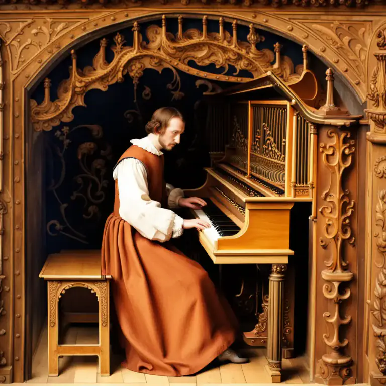 Visual representation of "virginal" - a musical instrument like a small piano, played by pressing keys, from the Middle Ages period