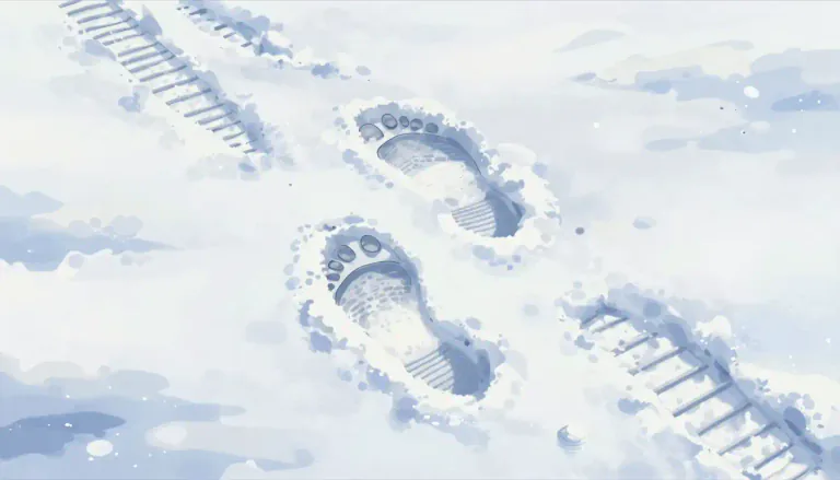 Visual representation of "footprint" - Mark left by a foot or shoe on a surface