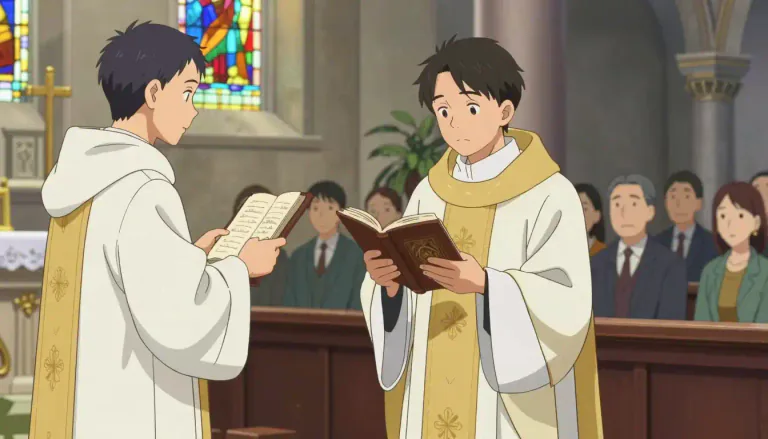 Visual representation of "deacon" - A religious leader in some Christian churches that is below a priest.