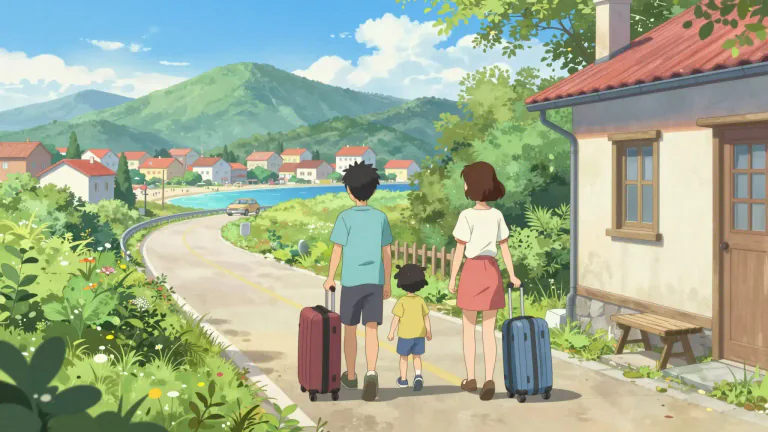 Visual representation of "go away" - To travel somewhere, usually for a holiday