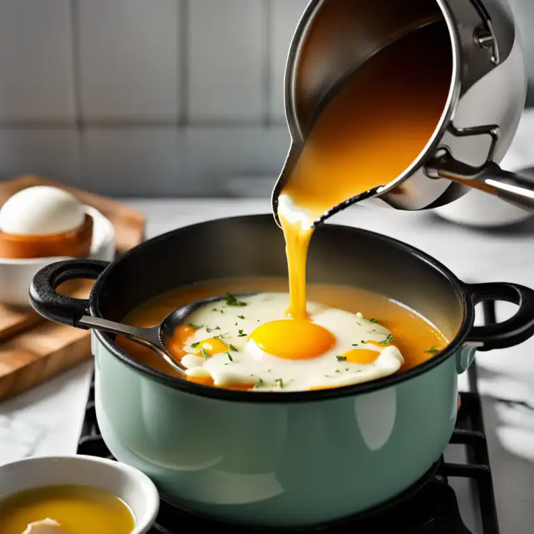 Visual representation of "liaison" - A mixture used to thicken and flavour soups or sauces.