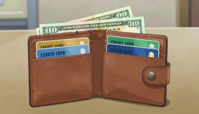 Visual representation of "wallet" - A small case for carrying everyday personal items like cash, credit cards, and identification.